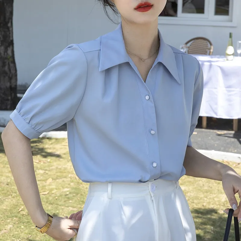 Office Lady Summer Fashion Loose Shirts Women Commute Casual Chiffon Single Breasted Blouse
Office Lady Summer Fashion Loose Shirts Women Commute Casual Chiffon Single Breasted Blouse