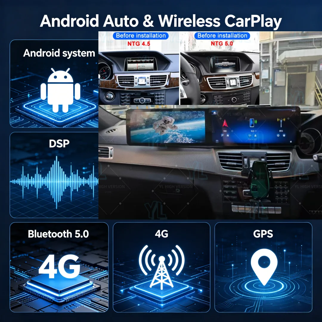 CY For Mercedes Benz E Class W207 W212 2009-2015 Multimedia Video Player Android Dual Screen CarPlay Car Radio 4G WIFI GPS Navi
CY For Mercedes Benz E Class W207 W212 2009-2015 Multimedia Video Player Android Dual Screen CarPlay Car Radio 4G WIFI GPS Navi
