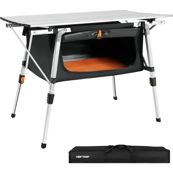 HEYTRIP Folding Camping Table with Storage Bag Roll-Up Aluminum Portable Beach Table Adjustable Height Picnic Table, Grey
HEYTRIP Folding Camping Table with Storage Bag Roll-Up Aluminum Portable Beach Table Adjustable Height Picnic Table, Grey
