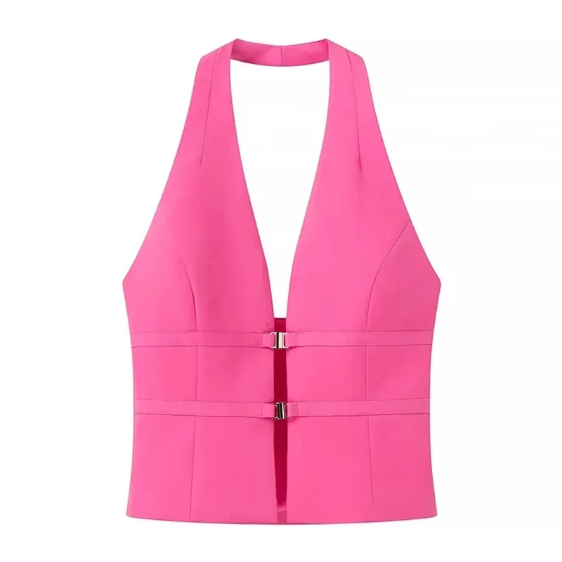 Mini Sexy Backless Tops Elegant Halter Sleeveless Vest V-Neck Short Simple Style Fashion Lady Female Streetwear Outwear Tops
Mini Sexy Backless Tops Elegant Halter Sleeveless Vest V-Neck Short Simple Style Fashion Lady Female Streetwear Outwear Tops