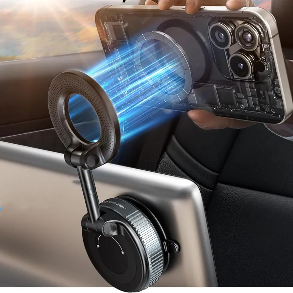 Foldable Rotating Car Phone Mount - ABS & Alloy Construction with Suction Cup & Magnetic Base (Non-Waterproof, Black)
Foldable Rotating Car Phone Mount - ABS & Alloy Construction with Suction Cup & Magnetic Base (Non-Waterproof, Black)