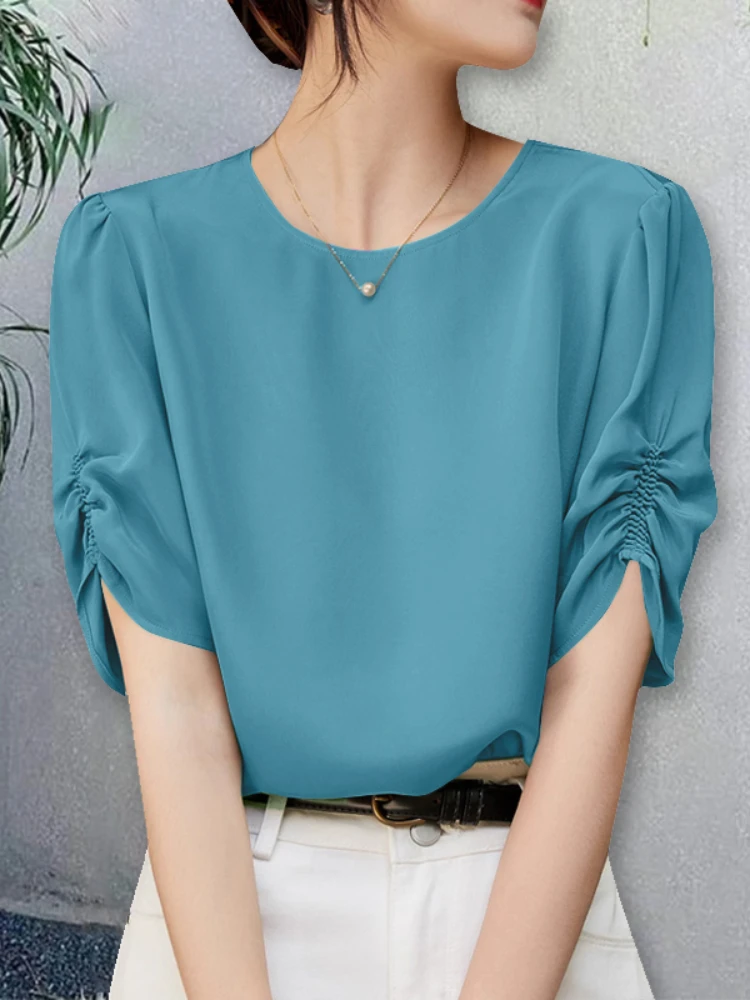 ZANZEA 2025 New Women's Smock Tops Summer Smocked Short Sleeves Elegant Casual Blusas Mujer Fashion Solid Color O-Neck Blouses
ZANZEA 2025 New Women's Smock Tops Summer Smocked Short Sleeves Elegant Casual Blusas Mujer Fashion Solid Color O-Neck Blouses