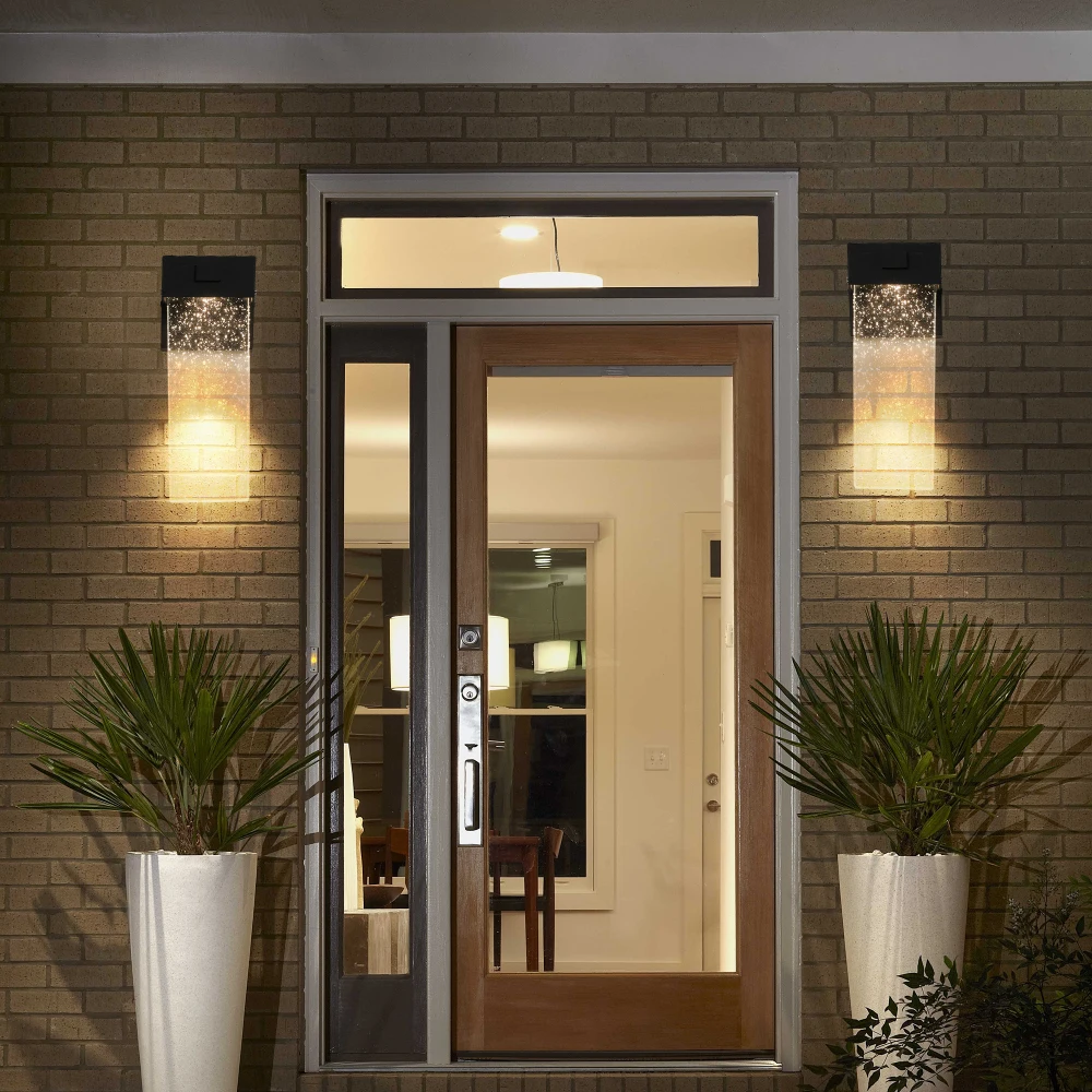 2-Pack Outdoor Wall Light Fixture, Weatherproof LED Wall Sconce with Bubble Crystal and Light Sensor - 12W Per Lamp
2-Pack Outdoor Wall Light Fixture, Weatherproof LED Wall Sconce with Bubble Crystal and Light Sensor - 12W Per Lamp