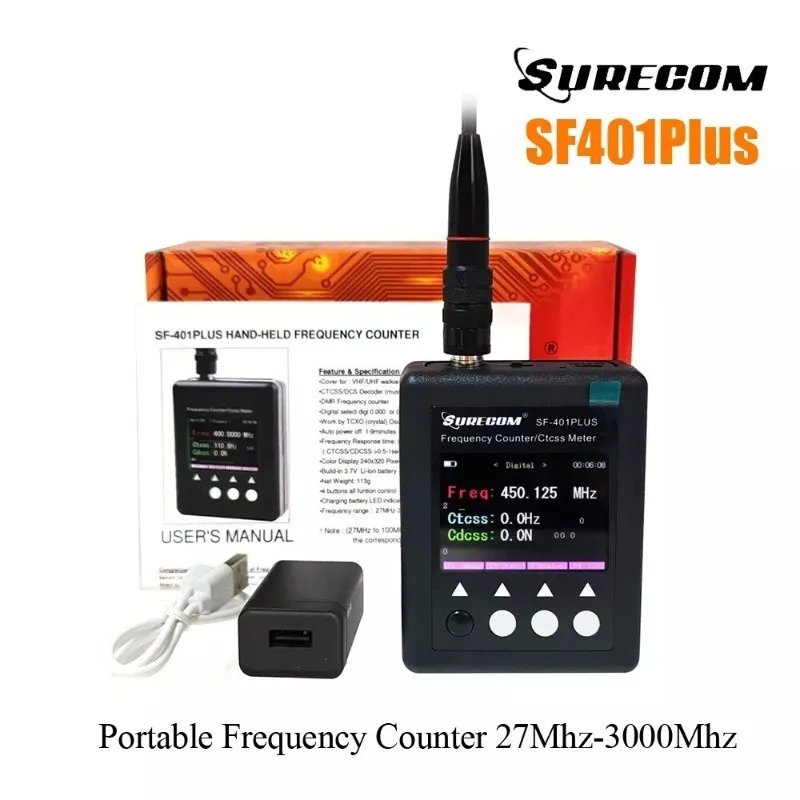 SURECOM Frequency meter SF401Plus Frequency Counter 27Mhz-3000Mhz Radio Portable Frequency Counter meter with CTCCSS/DCS Decoder 
SURECOM Frequency meter SF401Plus Frequency Counter 27Mhz-3000Mhz Radio Portable Frequency Counter meter with CTCCSS/DCS Decoder