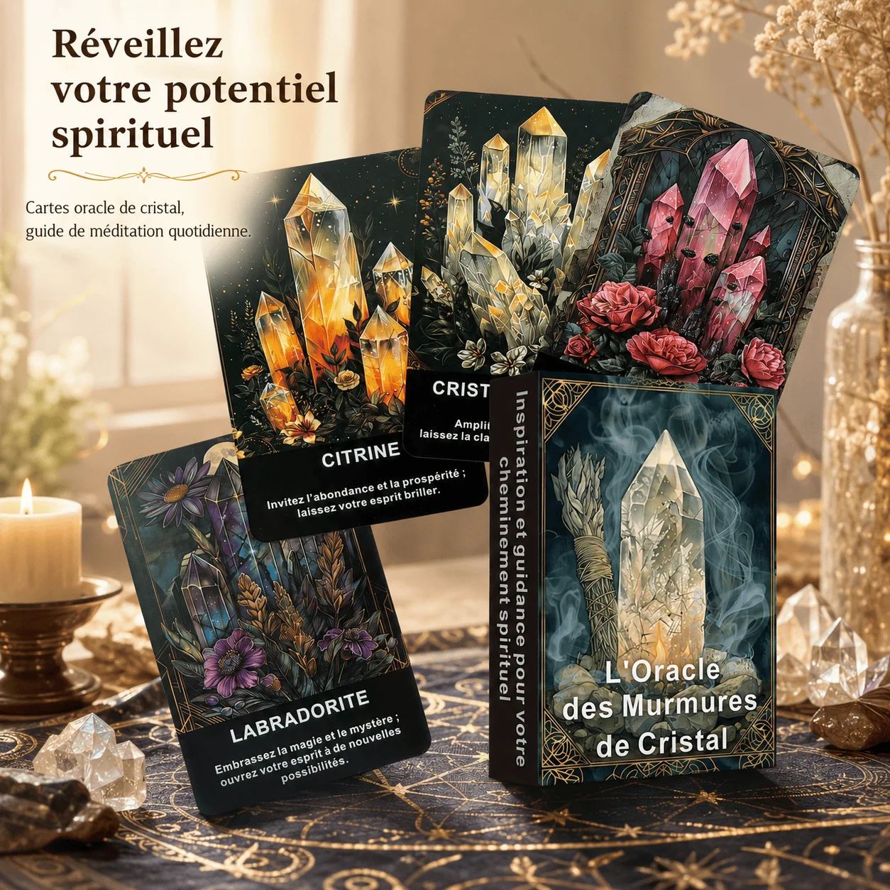 French Crystal Whisper Oracle Cards, 44 Tarot Cards, Spiritual Guidance Divination Deck, Self-Discovery Gift, Meditation Tool
French Crystal Whisper Oracle Cards, 44 Tarot Cards, Spiritual Guidance Divination Deck, Self-Discovery Gift, Meditation Tool