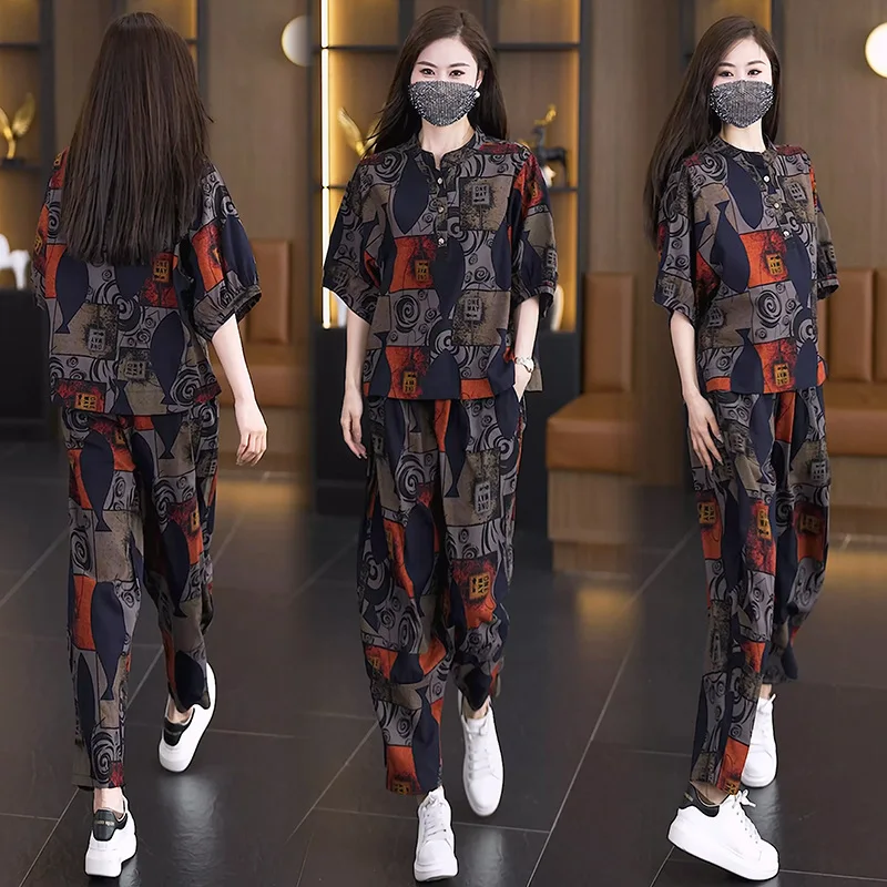 Restore Style Pants Set Women 3/4 Sleeve Pullovers With Pockets+Big Size Bloomers Pants Autumn Casual Two Piece Sets
Restore Style Pants Set Women 3/4 Sleeve Pullovers With Pockets+Big Size Bloomers Pants Autumn Casual Two Piece Sets