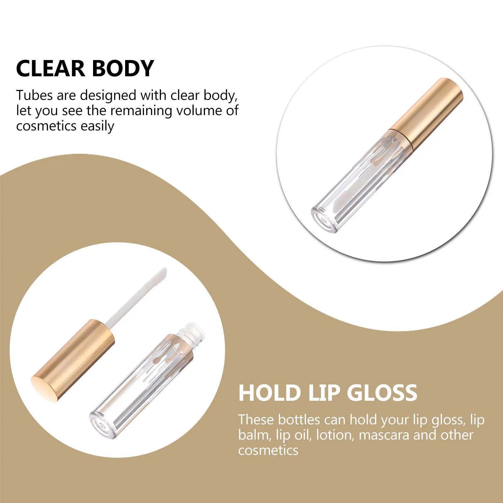 10pcs Lip Gloss Bottles Gold Cover Cylindrical Transparent Empty Containers For Lip Balm Oil Mascara Subpackage Tubes Travel
10pcs Lip Gloss Bottles Gold Cover Cylindrical Transparent Empty Containers For Lip Balm Oil Mascara Subpackage Tubes Travel