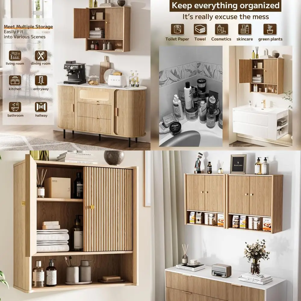 Bathroom Wall Cabinet, Medicine Cabinet with Adjustable Wood Shelf & Doors, Over The Toilet Storage Organizer Wall Mounted Stora
Bathroom Wall Cabinet, Medicine Cabinet with Adjustable Wood Shelf & Doors, Over The Toilet Storage Organizer Wall Mounted Stora