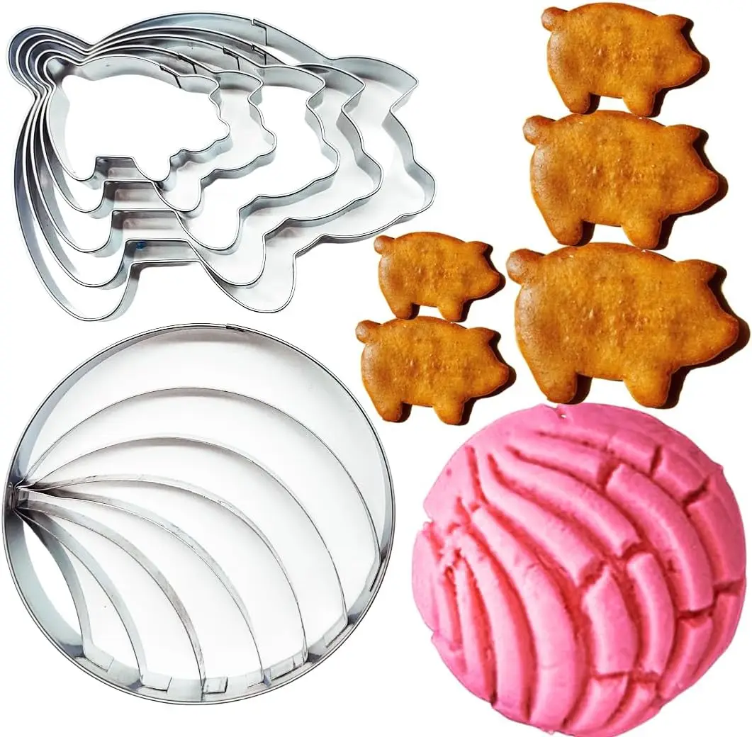 Concha Cutter Mexican Bread Mold 4.1in with 5pc Pig Cookie Cutter Mexican Mexican Bread - Concha Mold
Concha Cutter Mexican Bread Mold 4.1in with 5pc Pig Cookie Cutter Mexican Mexican Bread - Concha Mold