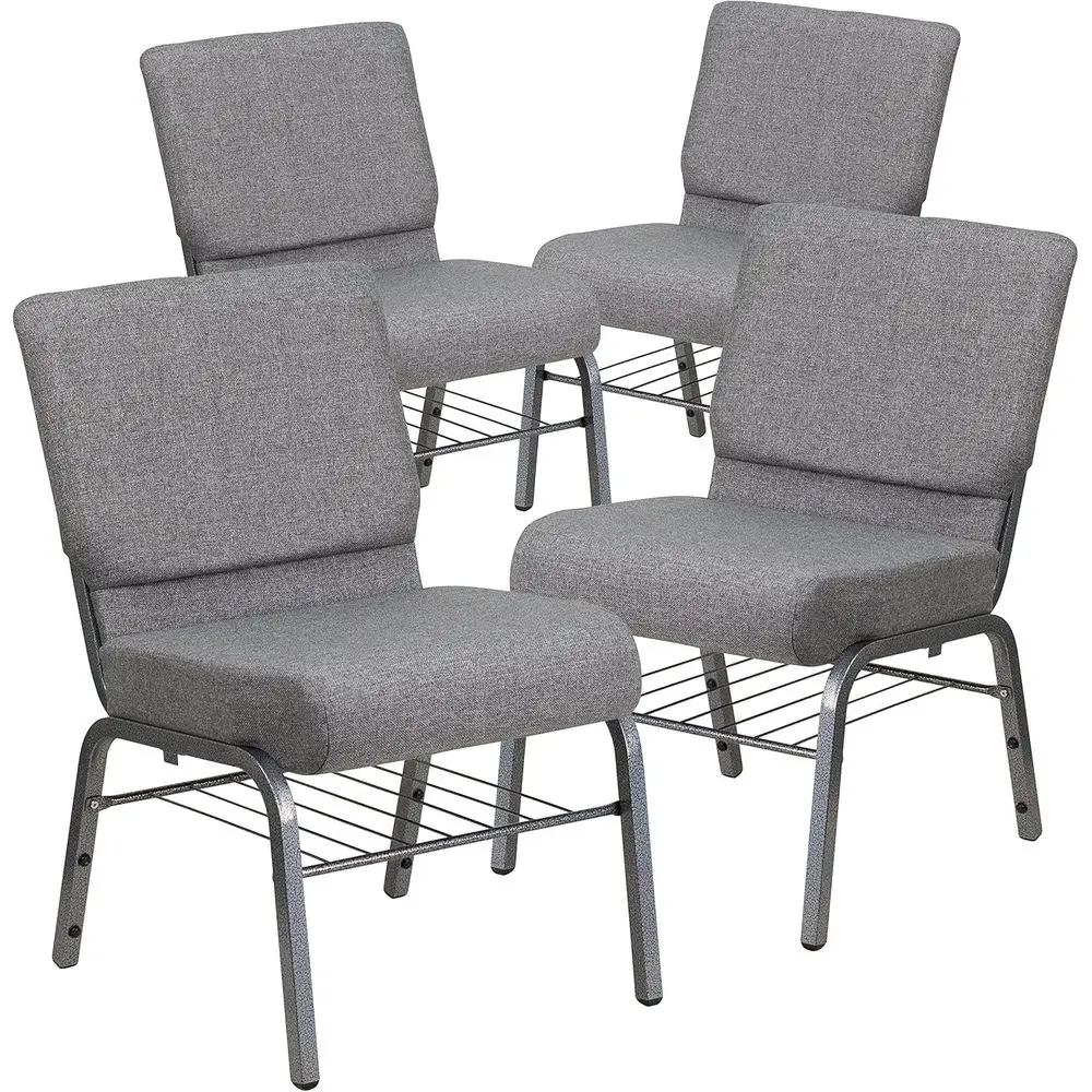 21 Wide Church Chair Set in Gray Fabric with Silver Vein Book Rack
21 Wide Church Chair Set in Gray Fabric with Silver Vein Book Rack