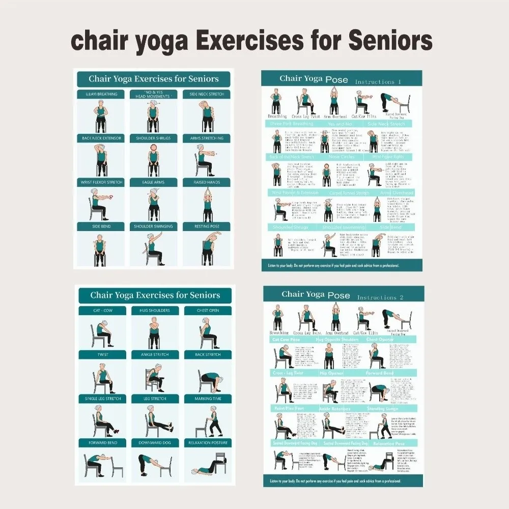 New 4 Sheets Chair Yoga Posters 8x10 Inch Red Blue Fitness Guides Physical Therapy Large Size Exercise Posters Beginners Use
New 4 Sheets Chair Yoga Posters 8x10 Inch Red Blue Fitness Guides Physical Therapy Large Size Exercise Posters Beginners Use