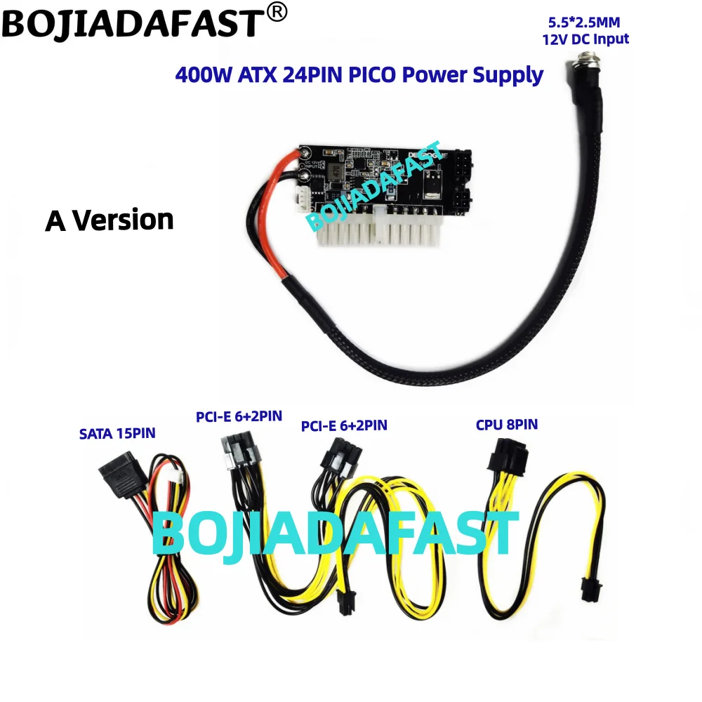 400W Output PICO PSU ATX 24PIN Power Supply 12V Input 5.5*2.5MM DC Connector For Mini PC Computer Case & Graphics Card
400W Output PICO PSU ATX 24PIN Power Supply 12V Input 5.5*2.5MM DC Connector For Mini PC Computer Case & Graphics Card
