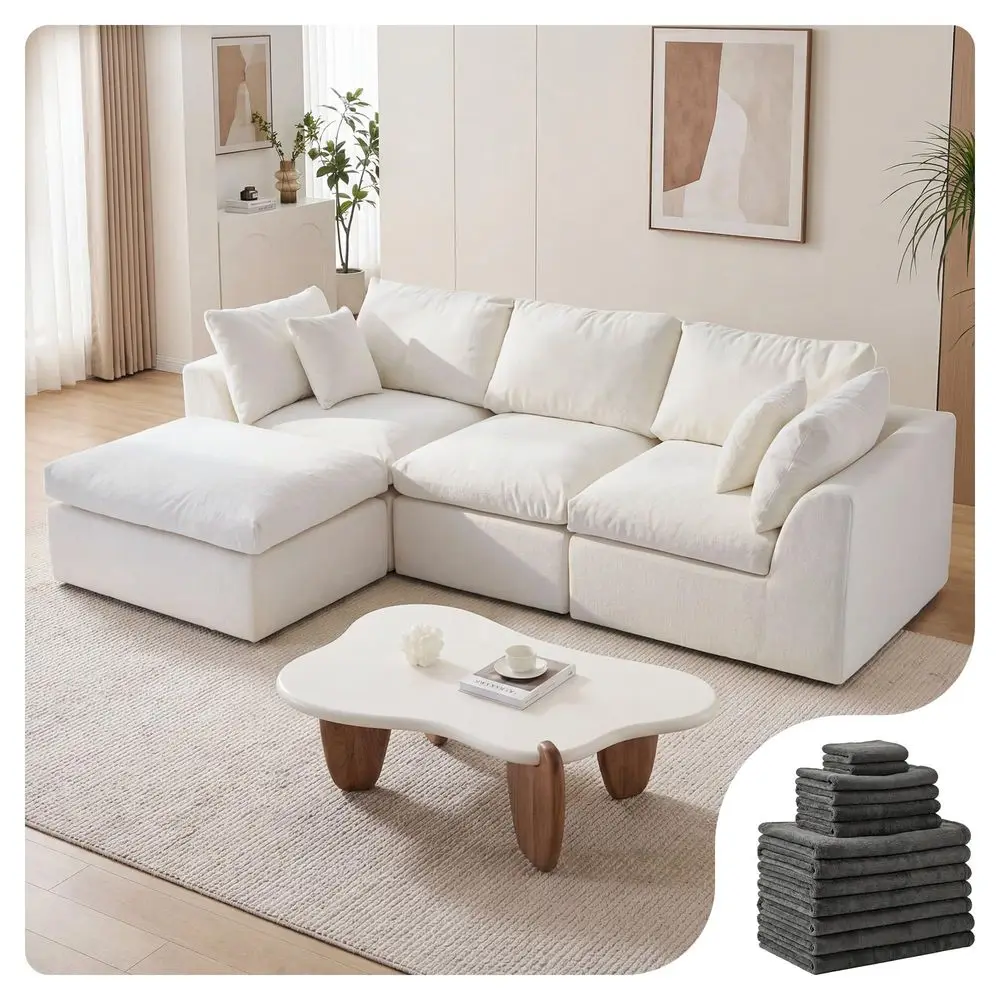 108 Cloud Sectional Couches, with 1 Extra Washable Cover, L Shaped 25.6 Deep Seat Couch with Ottoman, Oversized Comfy Living Ro
108 Cloud Sectional Couches, with 1 Extra Washable Cover, L Shaped 25.6 Deep Seat Couch with Ottoman, Oversized Comfy Living Ro