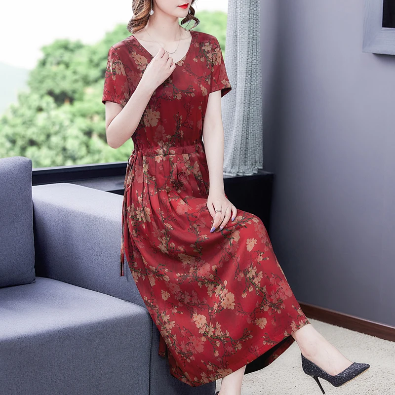2024 Summer Floral Loose 4XL Plus Size Mulberry Silk Dress Vintage Casual Chiffon Midi Dress Women Elegant Bodycon Party Vestido
2024 Summer Floral Loose 4XL Plus Size Mulberry Silk Dress Vintage Casual Chiffon Midi Dress Women Elegant Bodycon Party Vestido