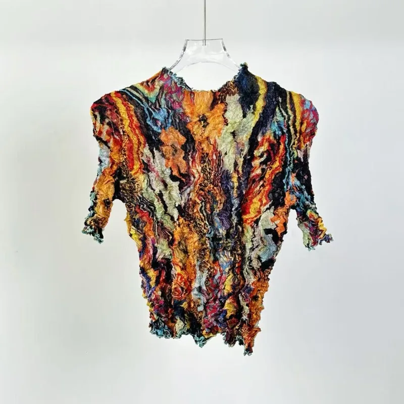 Miyake T-Shirt 2026 Summer New Handmade Irregular Pleated Design Top Casual Stretch Lightweight Women's Semi-Transparent Top
Miyake T-Shirt 2026 Summer New Handmade Irregular Pleated Design Top Casual Stretch Lightweight Women's Semi-Transparent Top