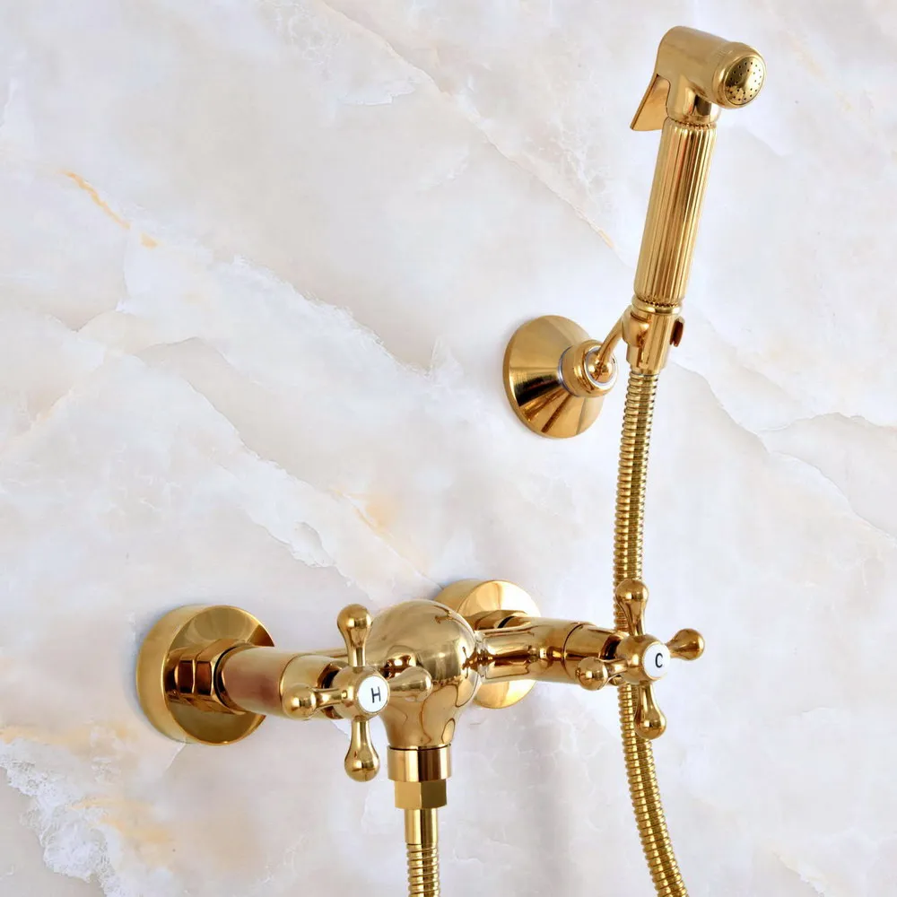 Gold Color Brass Wall Mounted Bathroom Hand Held Shower Head Bidet Spray &1.5m Hose & Bracket Bidets Faucet Cleaner Set mbf116
Gold Color Brass Wall Mounted Bathroom Hand Held Shower Head Bidet Spray &1.5m Hose & Bracket Bidets Faucet Cleaner Set mbf116