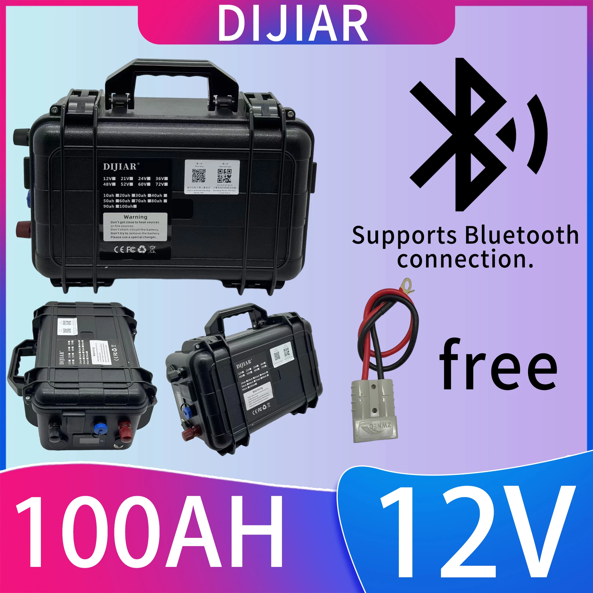 Air freight, LiFePO4 battery with Bluetooth board, can be connected to Bluetooth, 12V-100AH built-in BMS100AH, power display 
Air freight, LiFePO4 battery with Bluetooth board, can be connected to Bluetooth, 12V-100AH built-in BMS100AH, power display