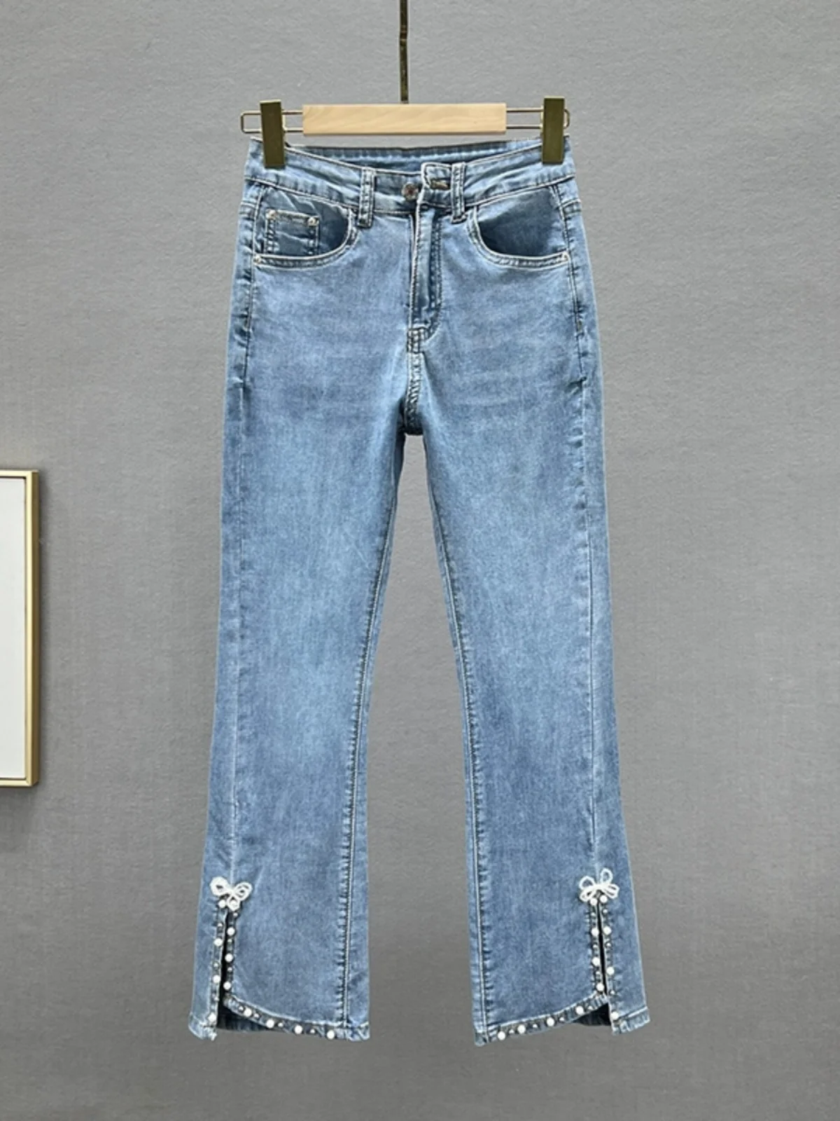 High Waist Embellied Denim Jeans Women's Thin Summer Elastic Slit Nine Point Flared Pants Slimming Stand up Chinese Cotton ...
High Waist Embellied Denim Jeans Women's Thin Summer Elastic Slit Nine Point Flared Pants Slimming Stand up Chinese Cotton ...