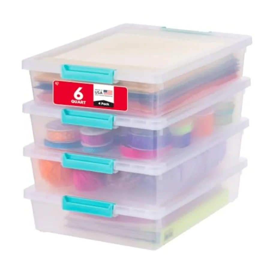 Craft Storage Bins with Lids, 4-Pack, Made in USA,Clip Box, Small Plastic Sensory Bin Tote Organizer Containers for Art Supplie
Craft Storage Bins with Lids, 4-Pack, Made in USA,Clip Box, Small Plastic Sensory Bin Tote Organizer Containers for Art Supplie
