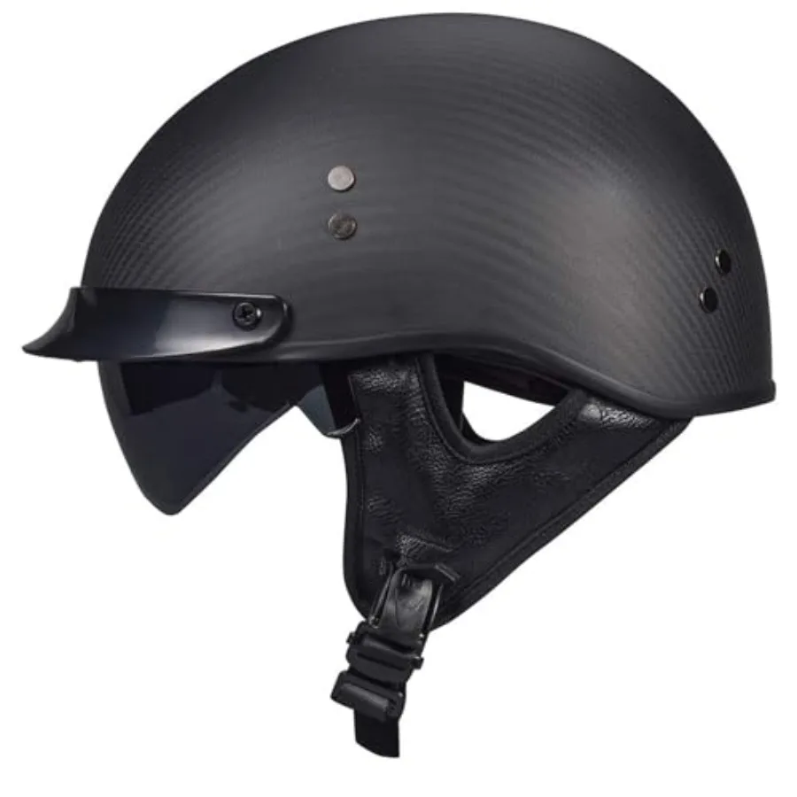 Motorcycle helmets for cruiser, chopper, moped, scooter, ATV: carbon fiber open-face retro half-face design, black, lightweight
Motorcycle helmets for cruiser, chopper, moped, scooter, ATV: carbon fiber open-face retro half-face design, black, lightweight