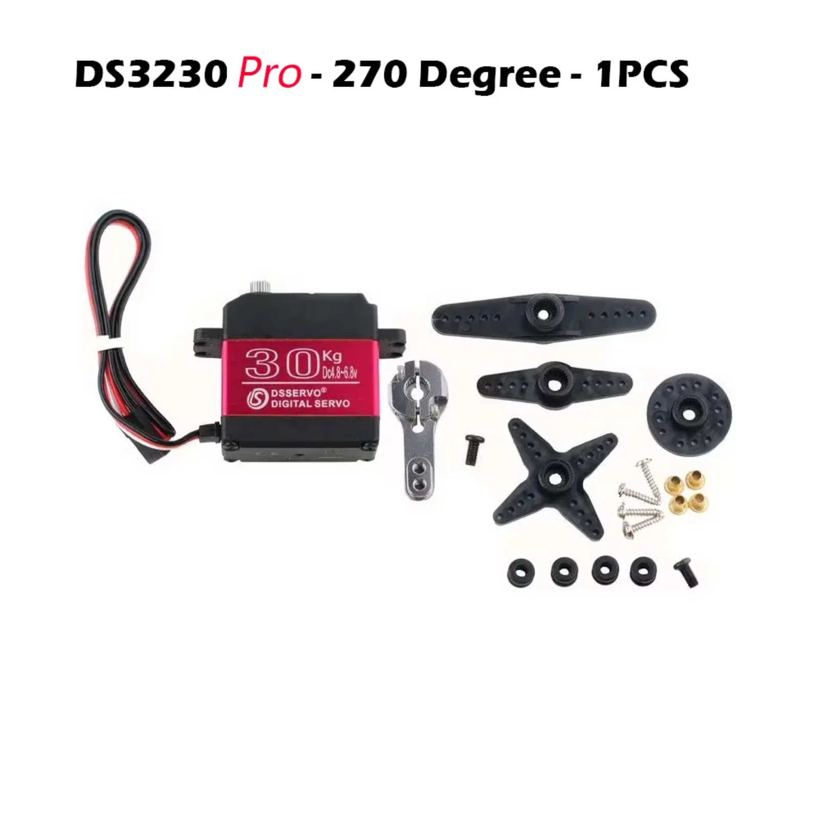 30KG High Torque Digital Servo DS3230 Pro - Full Metal Gear, IP66 Waterproof, 180°/270° Adjustable for 1:8 1:10 1:12 RC Car & Ro
30KG High Torque Digital Servo DS3230 Pro - Full Metal Gear, IP66 Waterproof, 180°/270° Adjustable for 1:8 1:10 1:12 RC Car & Ro