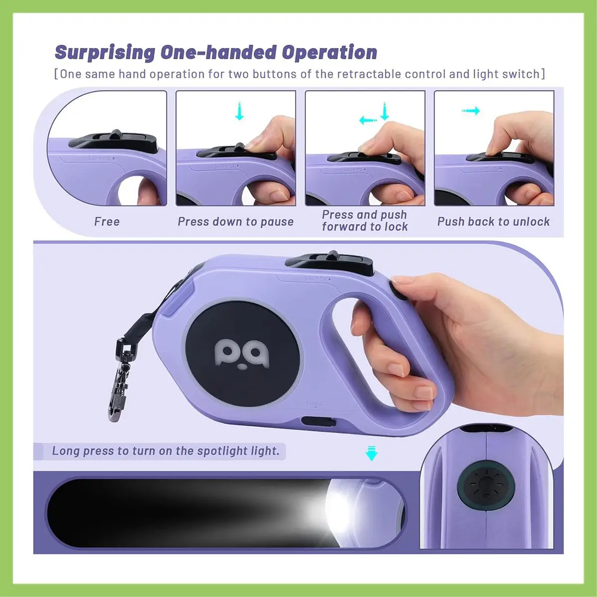 ABJT-Retractable Dog Leash With Rechargeable LED Light - 16 Ft Strong Nylon Tape For Night Walks Up To 88Lbs Pet Purple Easy To
ABJT-Retractable Dog Leash With Rechargeable LED Light - 16 Ft Strong Nylon Tape For Night Walks Up To 88Lbs Pet Purple Easy To