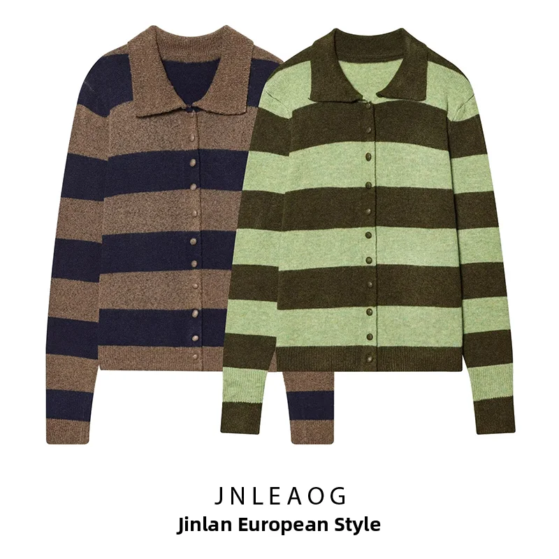 Fashionable Striped Knitted Jacket Women's Autumn New Style Versatile 3653113 JNLEAOG Polyester Fiber Long Sleeve Regular Fit
Fashionable Striped Knitted Jacket Women's Autumn New Style Versatile 3653113 JNLEAOG Polyester Fiber Long Sleeve Regular Fit