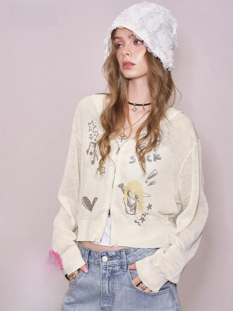 Sweet Cool Fairy ket Printed Knitted Hooded Thin Outerwear Spring Cardigan Women's Casual V-ne Long Sve Regular Fit
Sweet Cool Fairy ket Printed Knitted Hooded Thin Outerwear Spring Cardigan Women's Casual V-ne Long Sve Regular Fit