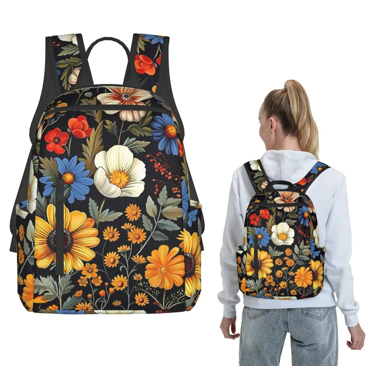 Vintage Vibrant Colorful Floral Backpack Large Capacity Kids BookBag School Bag Shoulder Bags for Men Women
Vintage Vibrant Colorful Floral Backpack Large Capacity Kids BookBag School Bag Shoulder Bags for Men Women
