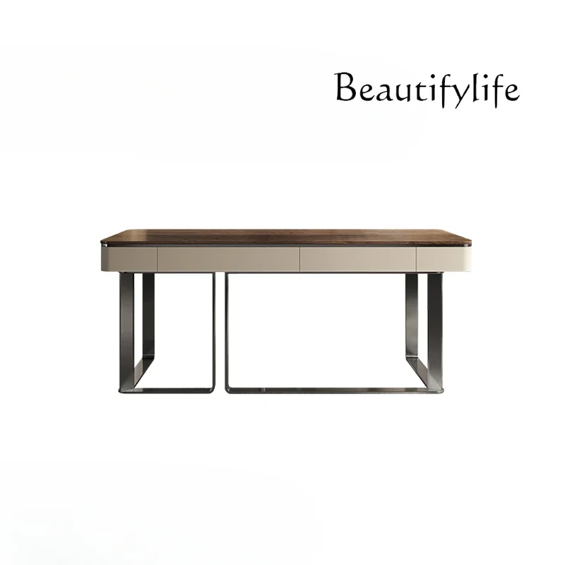 Italian minimalist walnut desk light luxury modern home computer desk solid wood desk
Italian minimalist walnut desk light luxury modern home computer desk solid wood desk