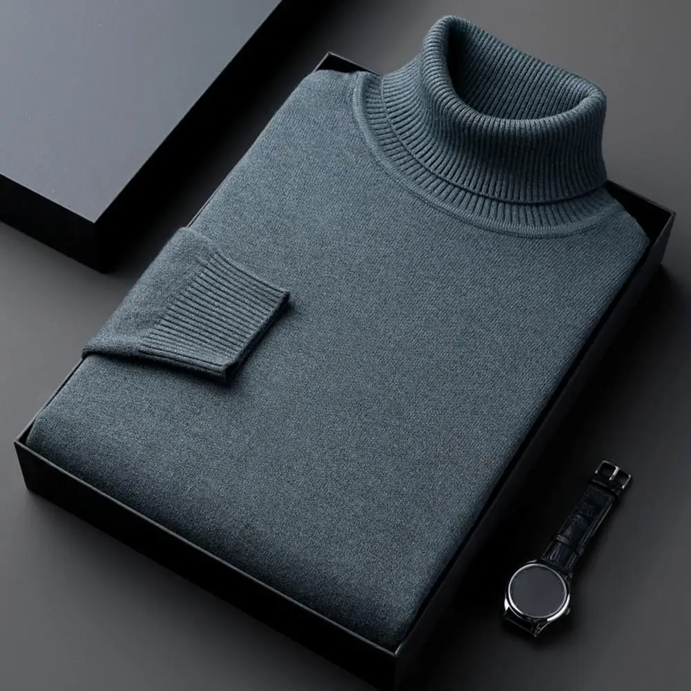 Knitted Top Men's High Collar Slim Fit Knitted Sweater for Winter Sports Daily Wear Solid Color Elastic Pullover in Plus for Men
Knitted Top Men's High Collar Slim Fit Knitted Sweater for Winter Sports Daily Wear Solid Color Elastic Pullover in Plus for Men