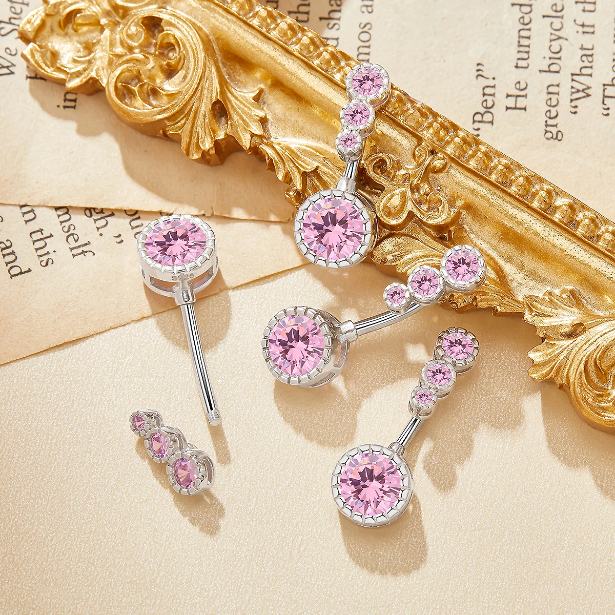 Three Stone Round Pink CZ Stone Solid 925 Sterling Silver Belly Button Ring Navel Jewelry Belly Piercing Navel Bar 6710009
Three Stone Round Pink CZ Stone Solid 925 Sterling Silver Belly Button Ring Navel Jewelry Belly Piercing Navel Bar 6710009