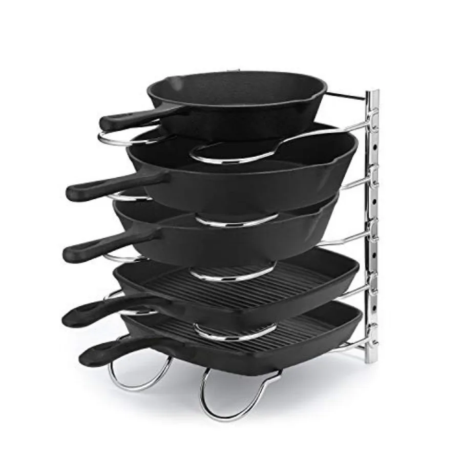 Heavy Duty Pan Rack, Pot Lid Rack, Kitchen Cabinet Pantry Cookware Organizer Rack Holder with 5 Adjustable Dividers, Chrome
Heavy Duty Pan Rack, Pot Lid Rack, Kitchen Cabinet Pantry Cookware Organizer Rack Holder with 5 Adjustable Dividers, Chrome