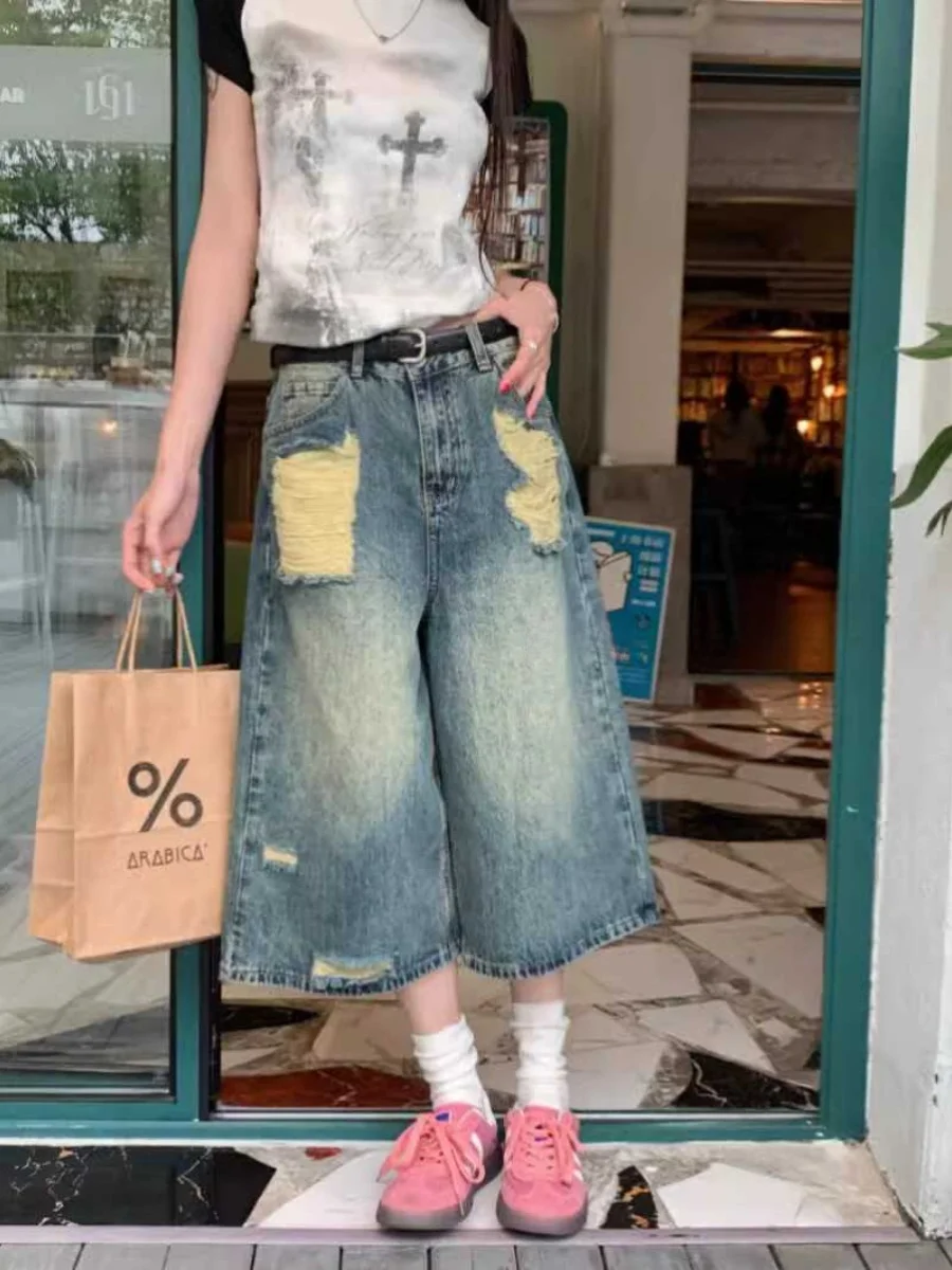 American Style Vintage Faded Denim Jeans Women's High Waist Straight Loose Slimming Seven-Foot Pants Summer Trend
American Style Vintage Faded Denim Jeans Women's High Waist Straight Loose Slimming Seven-Foot Pants Summer Trend