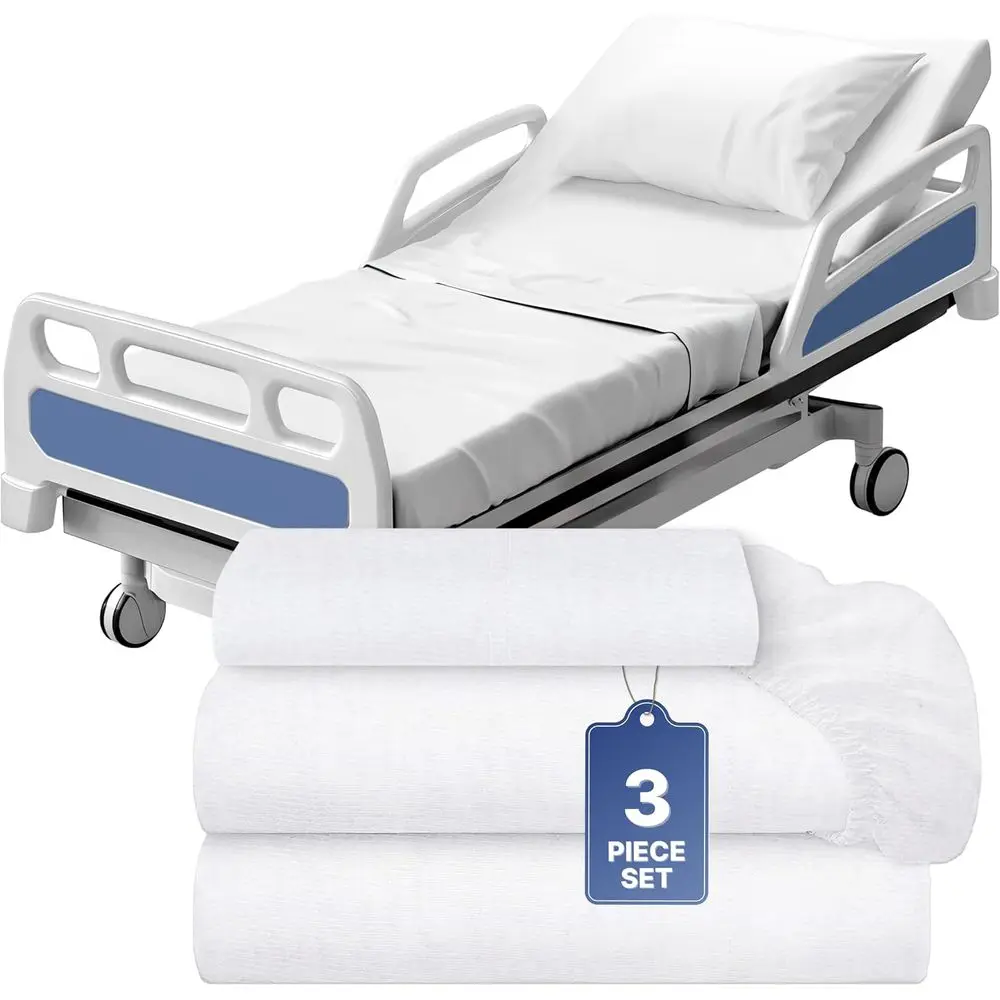 3 Piece Hospital Bed Sheet Set, Sot Jersey Knitted T-Shirt Quality, 1 lat, 1 itted, 1 Pillowcase
3 Piece Hospital Bed Sheet Set, Sot Jersey Knitted T-Shirt Quality, 1 lat, 1 itted, 1 Pillowcase
