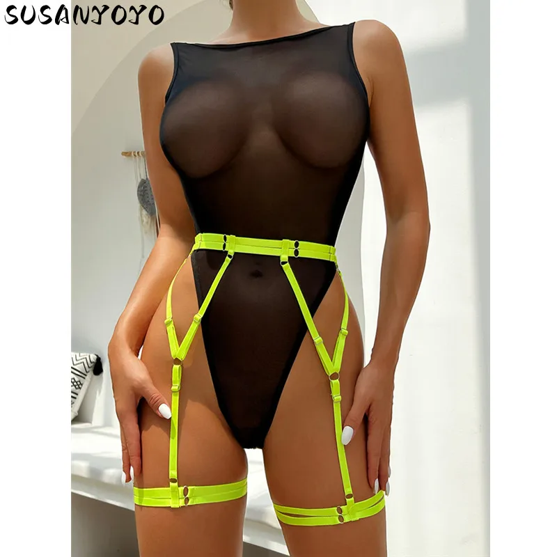 SUSANYOYO Sheer Lace Bodysuits One-Pieces Female Lingerie Bodycon Sleeveless Naked Sexy Costume Transparent Top With Garter
SUSANYOYO Sheer Lace Bodysuits One-Pieces Female Lingerie Bodycon Sleeveless Naked Sexy Costume Transparent Top With Garter