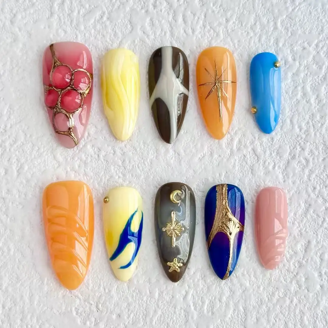 New Handmade 3D Almond Manicure Rainbow Series Gradual Change Design Press on Nails Fake Nails Relief Glossy Personality
New Handmade 3D Almond Manicure Rainbow Series Gradual Change Design Press on Nails Fake Nails Relief Glossy Personality