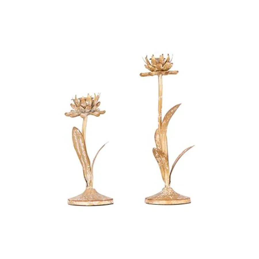 Cut Metal Flower Shaped Taper Candle Holder in Distressed Gold Finish Set of 2 Sizes
Cut Metal Flower Shaped Taper Candle Holder in Distressed Gold Finish Set of 2 Sizes