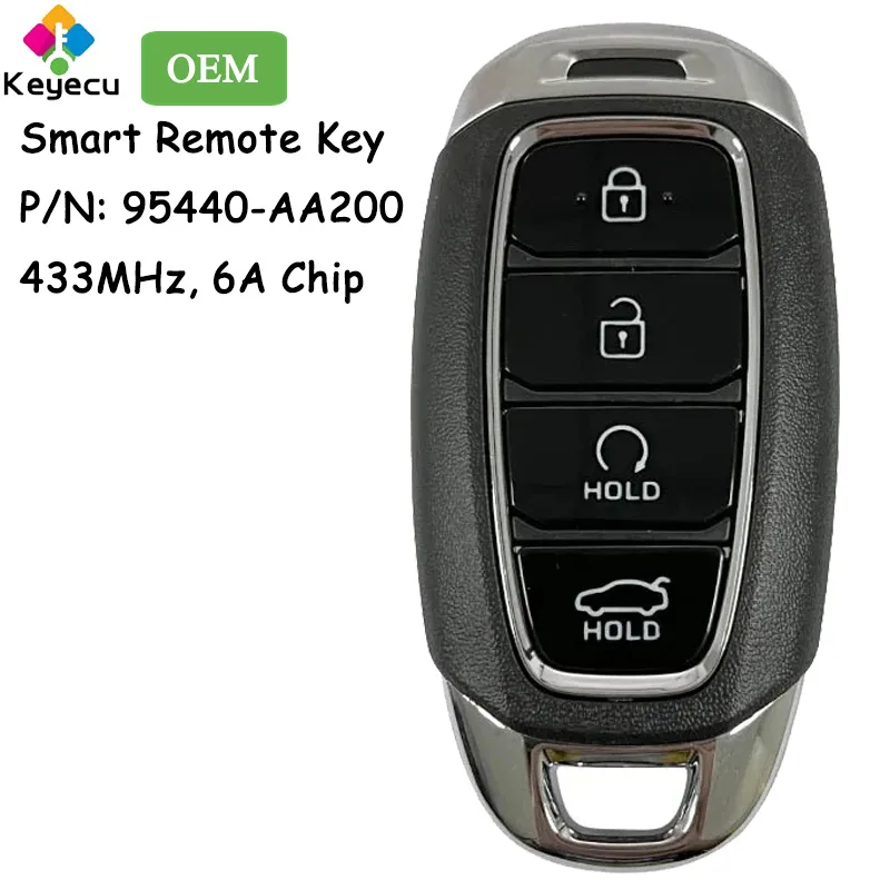 KEYECU OEM Smart Remote Control Car Key With 4 Buttons 433MHz 6A Chip for Hyundai Elantra 2020 2021 Fob 95440-AA200 MBEC4FOB2004
KEYECU OEM Smart Remote Control Car Key With 4 Buttons 433MHz 6A Chip for Hyundai Elantra 2020 2021 Fob 95440-AA200 MBEC4FOB2004