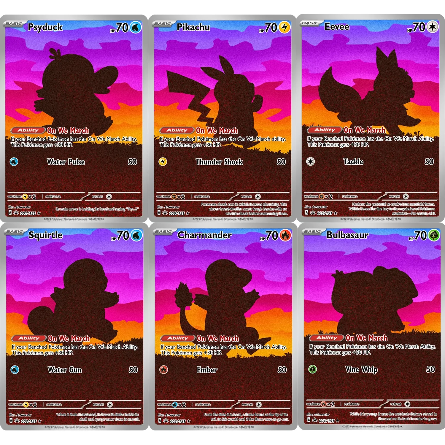 PKM PTCG Card Silhouette Art style Series Set Pikachu 151 First Generation Custom Collectible Anime Game Cards with Foil Texture
PKM PTCG Card Silhouette Art style Series Set Pikachu 151 First Generation Custom Collectible Anime Game Cards with Foil Texture
