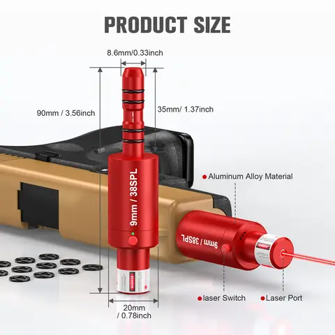 9MM/38SPL dual-purpose magnetic laser training calibrator, dry powder laser training cartridge