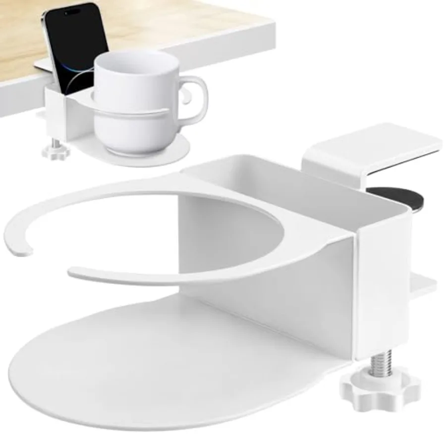 Desk Cup Holder for Coffee Mugs, Tumblers, Water Bottles with Mobile Phone Stand, Anti-Spill Metal School Home Office Accessori
Desk Cup Holder for Coffee Mugs, Tumblers, Water Bottles with Mobile Phone Stand, Anti-Spill Metal School Home Office Accessori