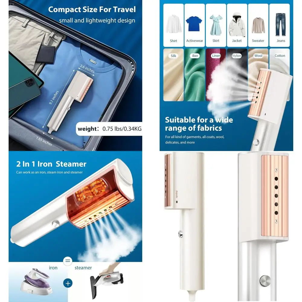 Портативный отпариватель для ткани - компактный ручной утюг для путешествий, дома и офиса
Портативный отпариватель для ткани - компактный ручной утюг для путешествий, дома и офиса