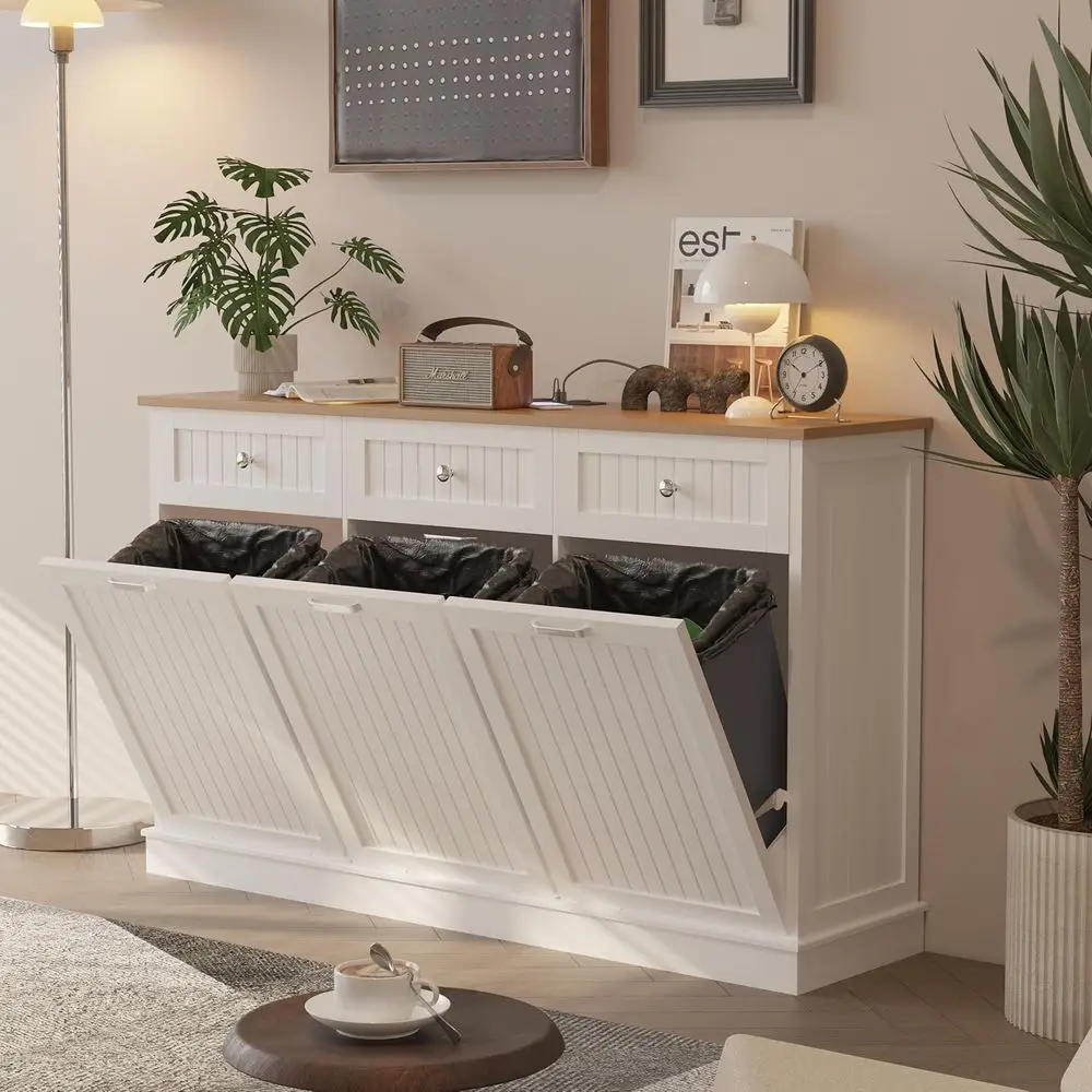 Шкаф для переработки мусорного бака 3-в-1 на 30 галлонов с 59 ящиками, деревянный, с защитой от собак, белый
Шкаф для переработки мусорного бака 3-в-1 на 30 галлонов с 59 ящиками, деревянный, с защитой от собак, белый