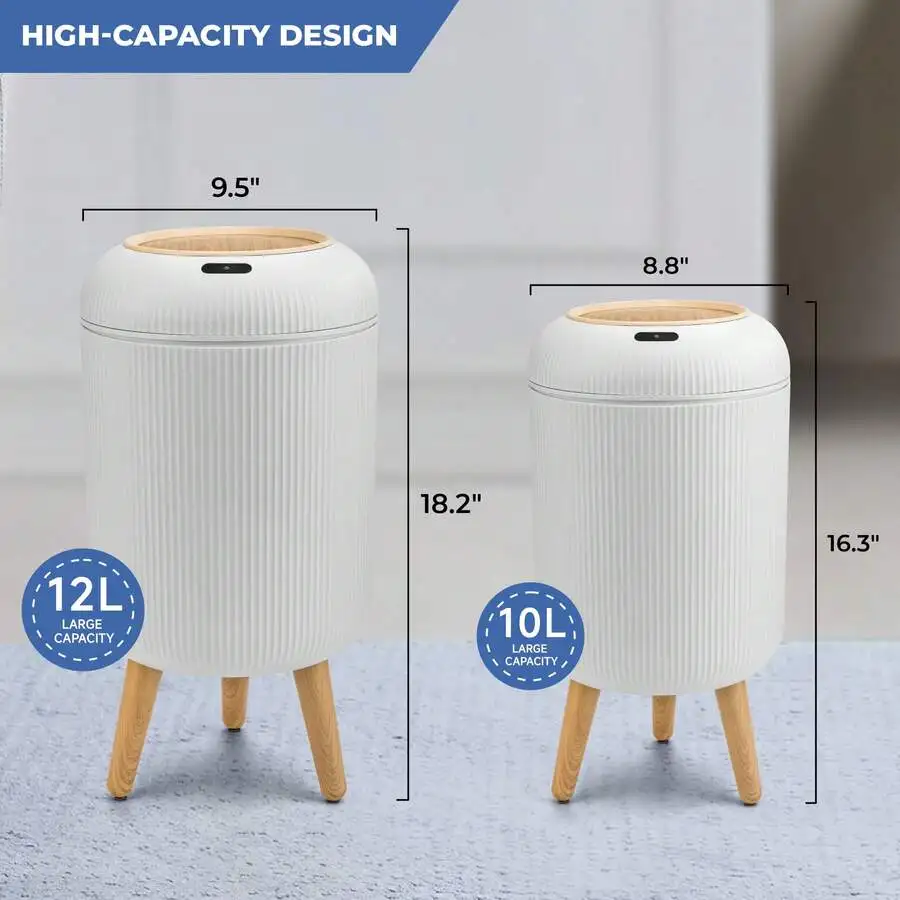 Automatic Sensor Trash Can 2PCS Touchless Kitchen Bathroom Bin 10L 12L Odor Proof Battery Powered White
Automatic Sensor Trash Can 2PCS Touchless Kitchen Bathroom Bin 10L 12L Odor Proof Battery Powered White