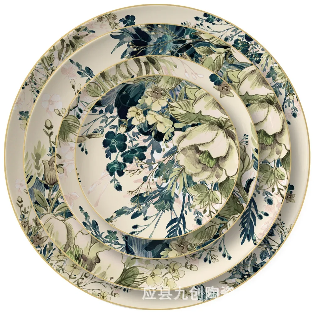 Assiette à fleurs rétro créative de style chinois, rappel occidental, ensemble de plats familiaux, restaurant
Assiette à fleurs rétro créative de style chinois, rappel occidental, ensemble de plats familiaux, restaurant
