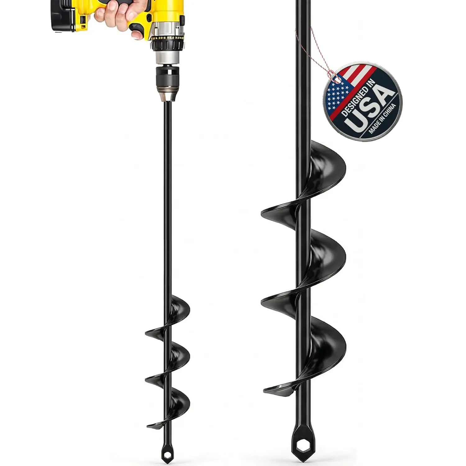 1.6x16.5" Garden Auger Drill Bit for Planting, Spiral Bulb Planter & Post Hole Digger, 3/8" Hex Drive
1.6x16.5" Garden Auger Drill Bit for Planting, Spiral Bulb Planter & Post Hole Digger, 3/8" Hex Drive
