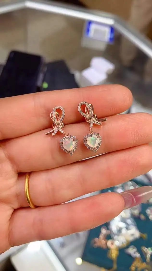 Elegant Female Party Jewelry New Fashion Natural Real Opal Earring 925 Sterling Silver Women earrings
Elegant Female Party Jewelry New Fashion Natural Real Opal Earring 925 Sterling Silver Women earrings