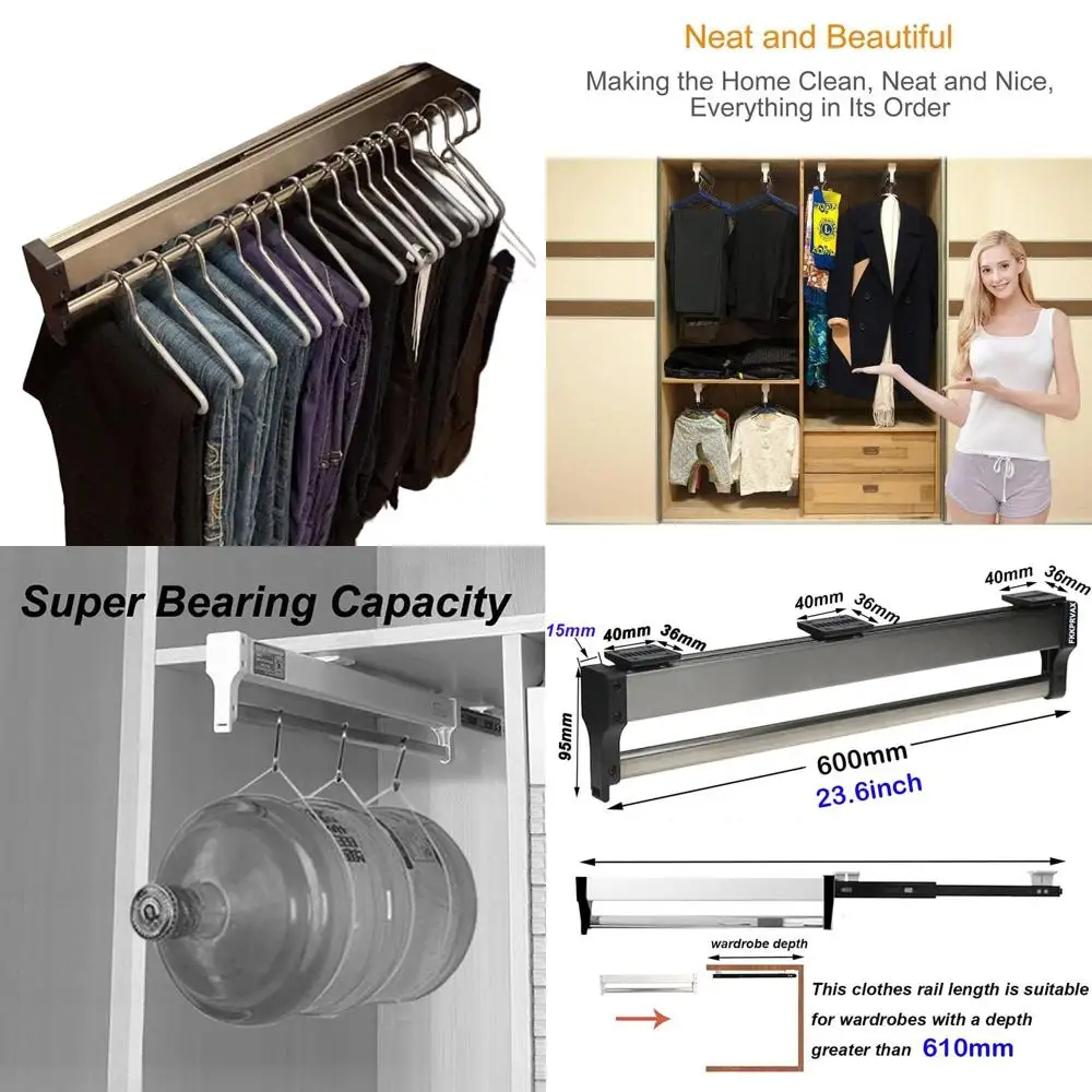 Adjustable Pull-Out Wardrobe Rod for Clothes, 30-60cm, Organizer Rack for Pants and Coats
Adjustable Pull-Out Wardrobe Rod for Clothes, 30-60cm, Organizer Rack for Pants and Coats