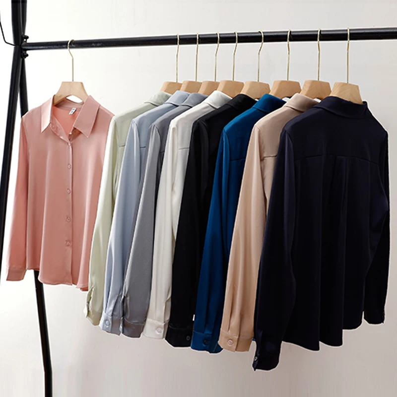 Classic Style Solid Color Satin Shirts And Blouses Women Long Sleeve Button Up Base Tops Vintage Office Work Wear Clothes Femme
Classic Style Solid Color Satin Shirts And Blouses Women Long Sleeve Button Up Base Tops Vintage Office Work Wear Clothes Femme